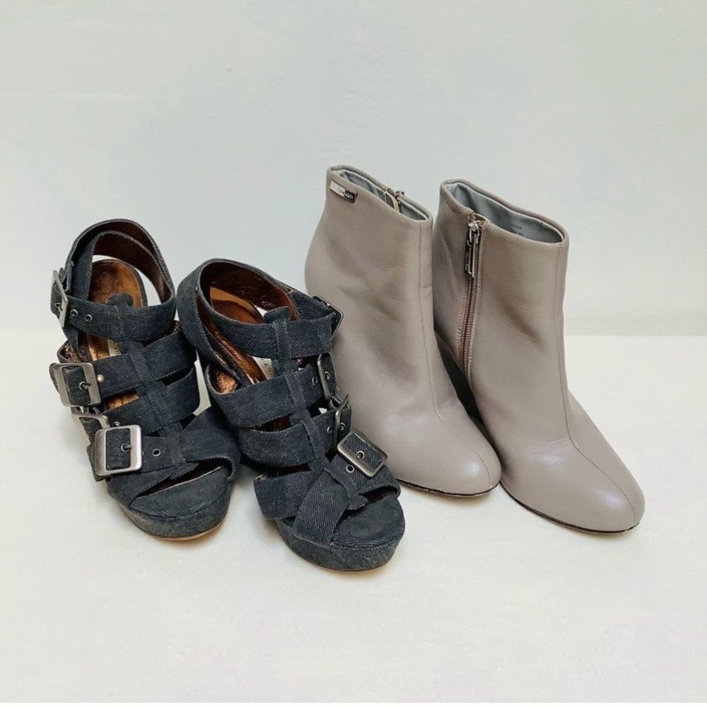Womens Platform Wedge Heels Calvin Klein Booties- Sandals- denim- leather for 2x